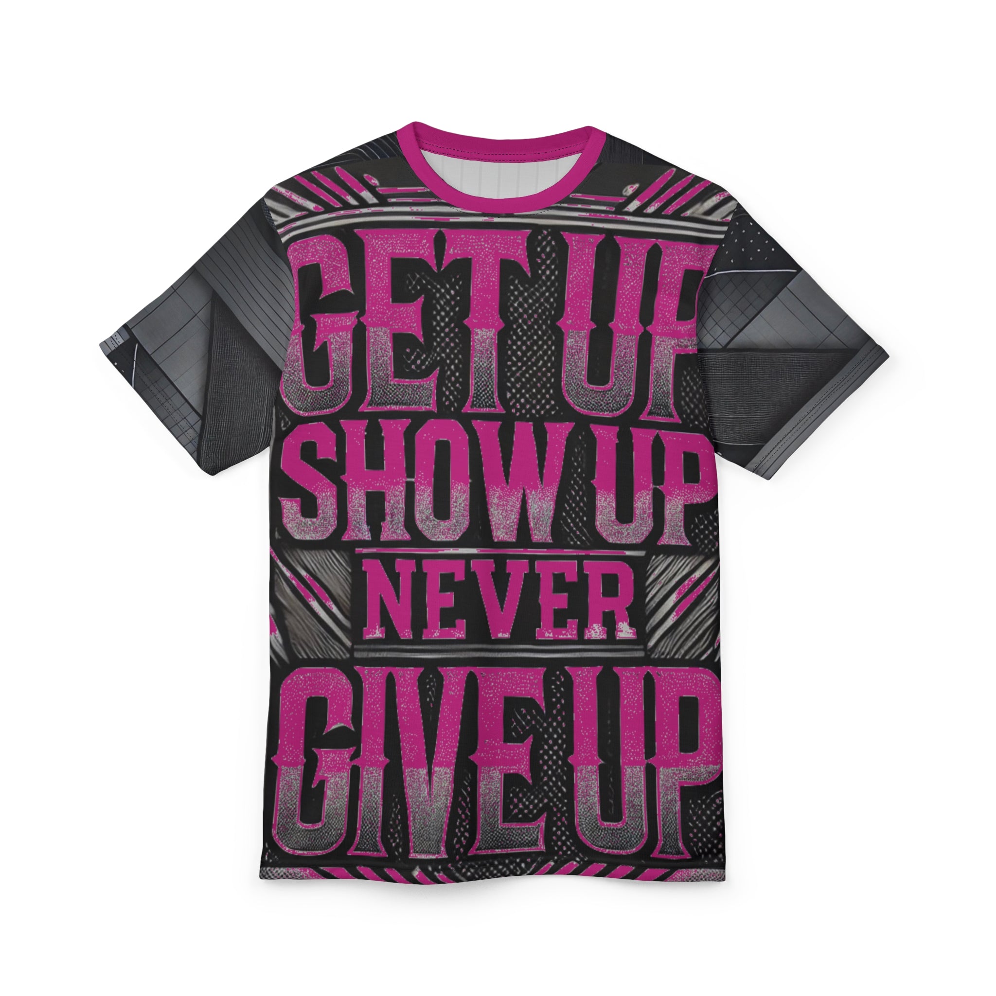 Relentless Drive Tee – Get Up, Show Up, Never Give Up (Pink)