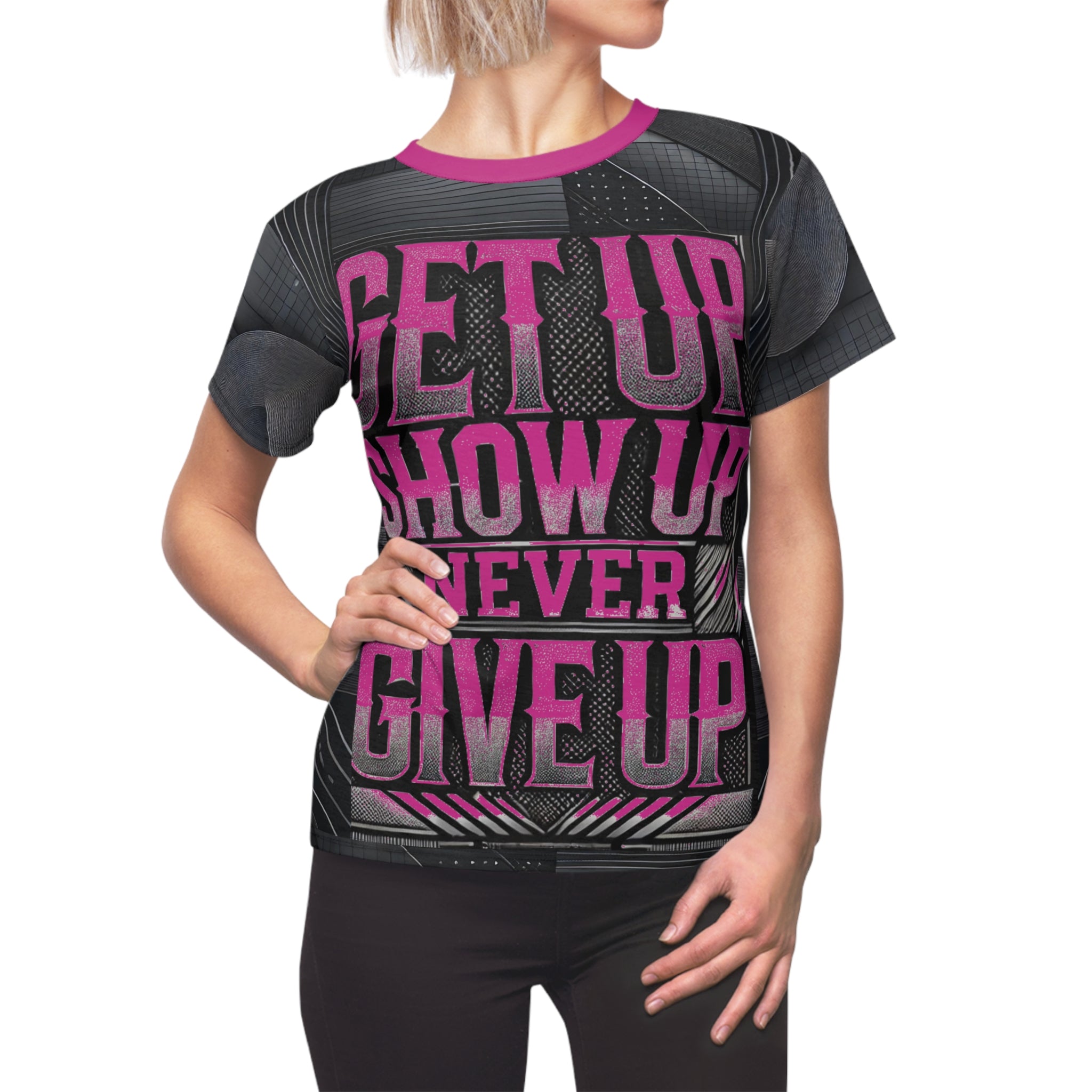 Women's Relentless Drive Tee – Get Up, Show Up, Never Give Up (Pink)