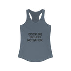 Discipline outlifts motivation Women's Racerback Tank