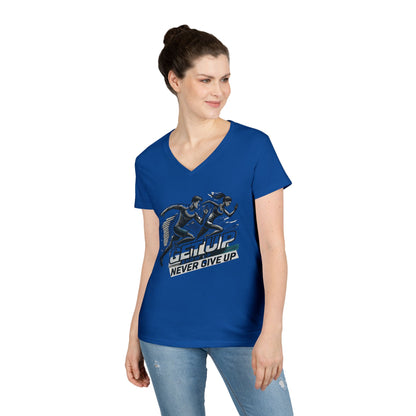 Run Through It Women's V Neck-Strength in Motion