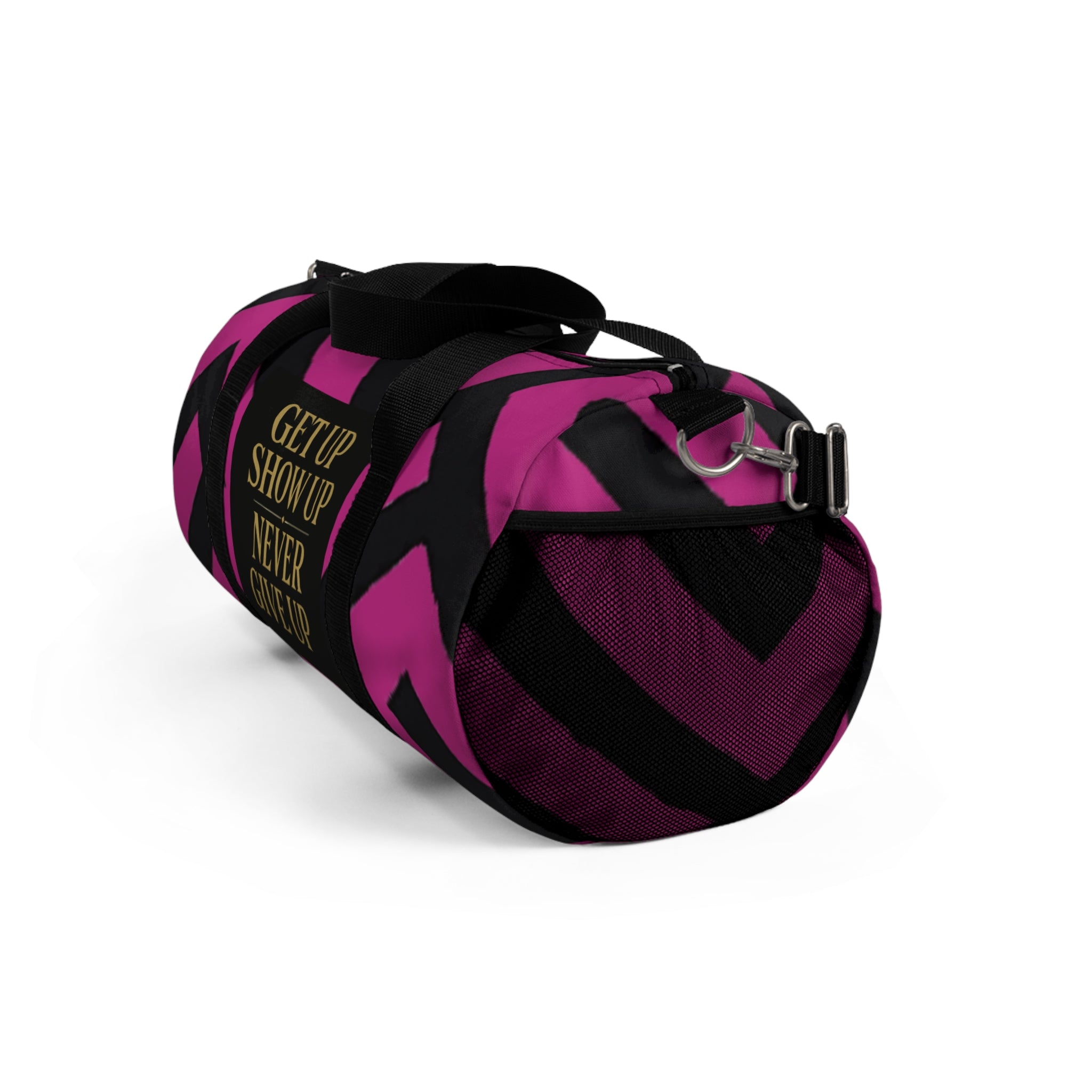 Get Up Show Up Never Give Up Duffel Bag (Dark Pink)