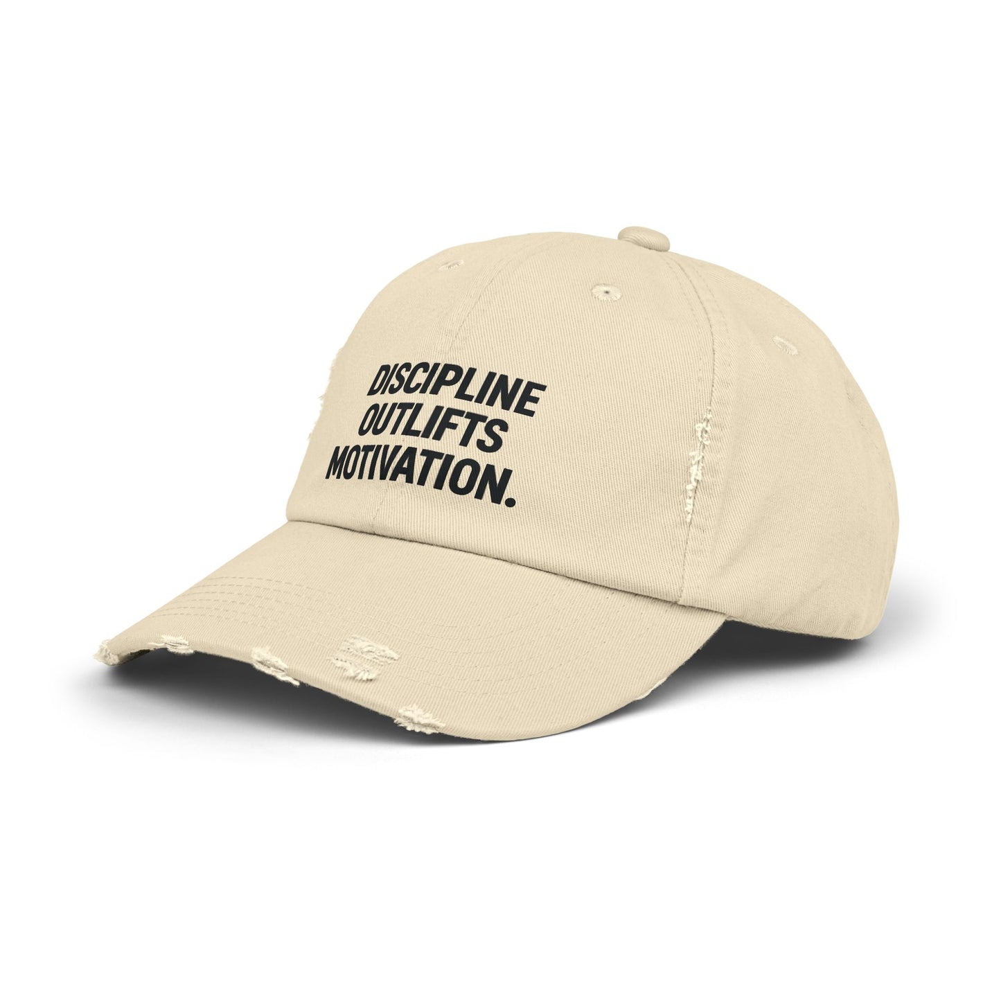 Discipline Outlifts Motivation : Unisex Distressed Cap