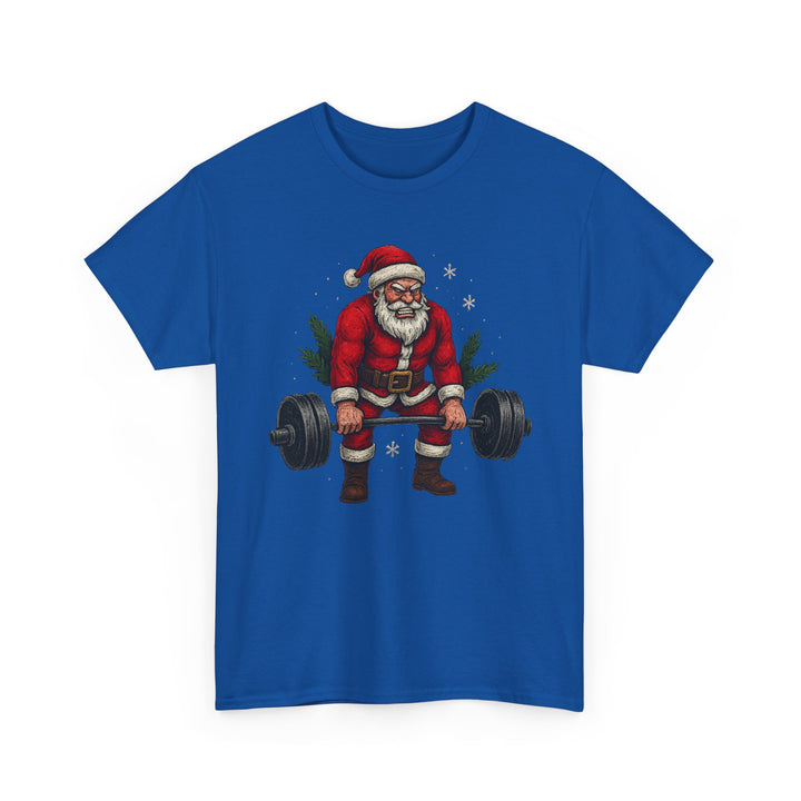 Santa Deadlifting. Unisex Heavy Cotton Tee