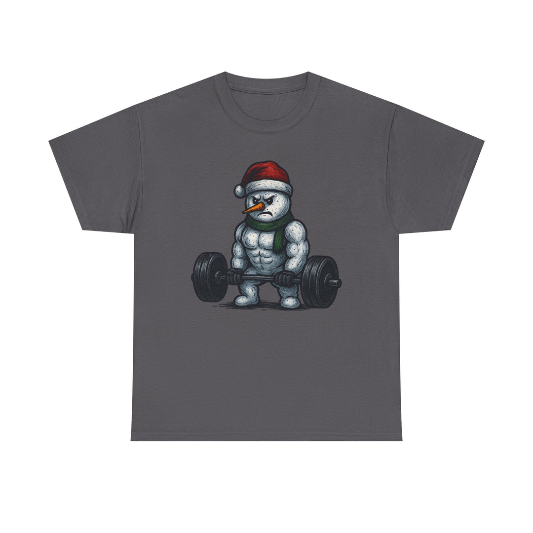 Snowman Deadlifting at the gym. Unisex Heavy Cotton Tee