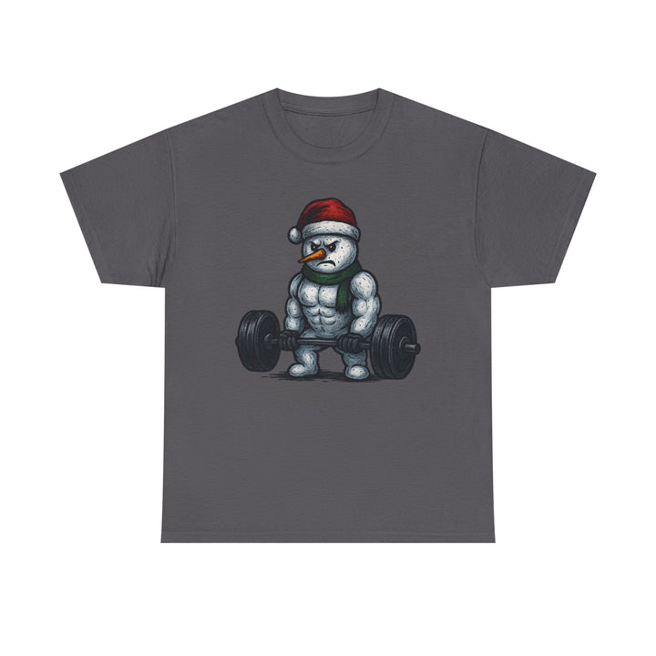 Snowman Deadlifting at the gym. Unisex Heavy Cotton Tee