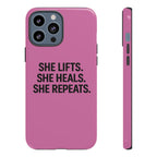 She lifts. She heals. She repeats. Tough Phone Cases