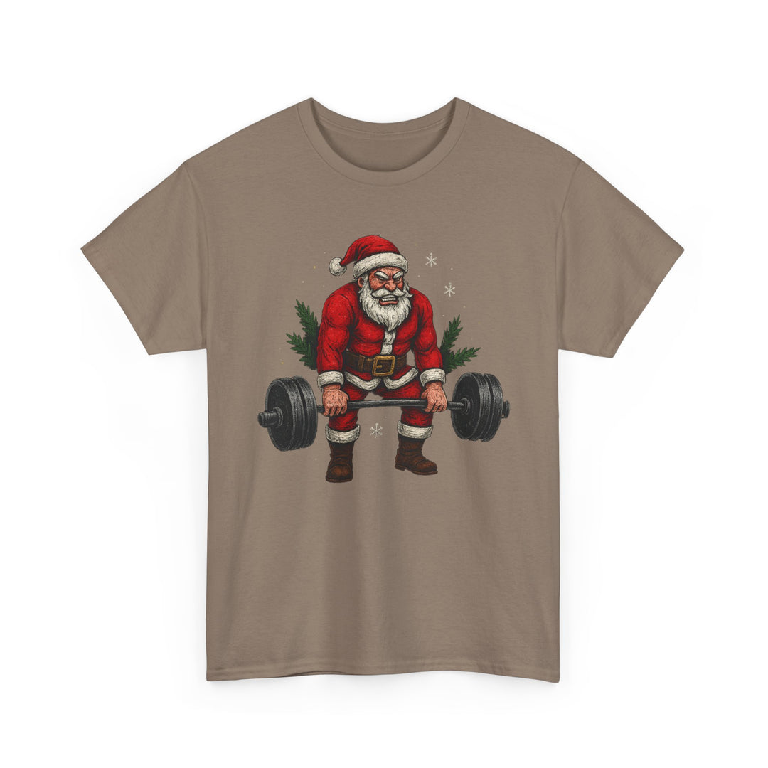 Santa Deadlifting. Unisex Heavy Cotton Tee
