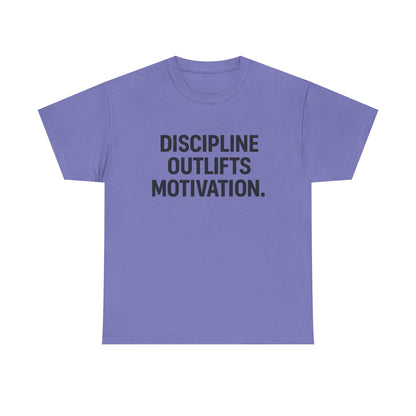 Discipline Outlifts Motivation. Unisex Heavy Cotton Tee