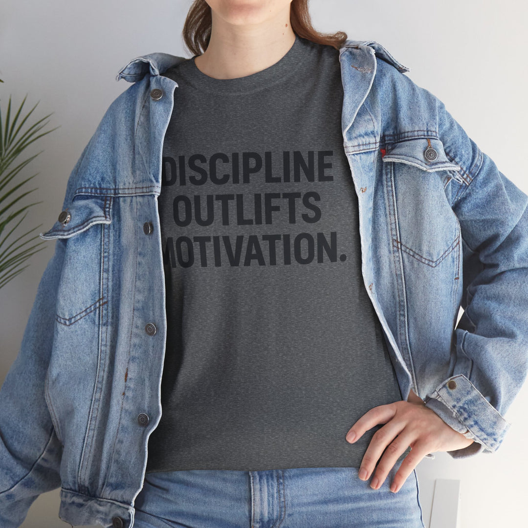 Discipline Outlifts Motivation. Unisex Heavy Cotton Tee