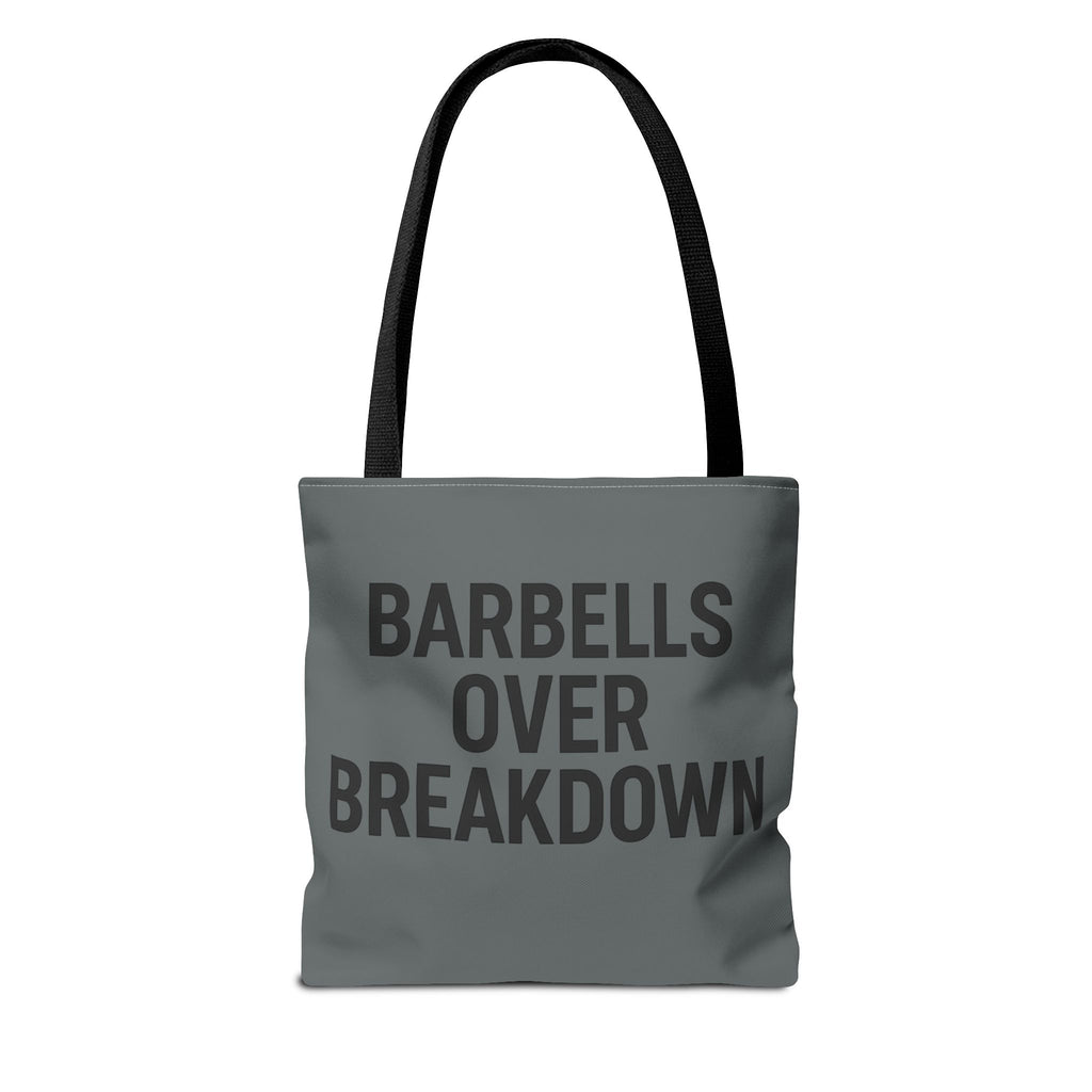 Barbells Over Breakdown Tote Bag
