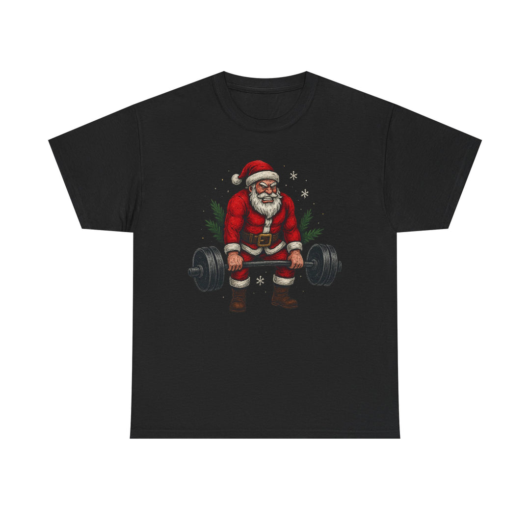 Santa Deadlifting. Unisex Heavy Cotton Tee