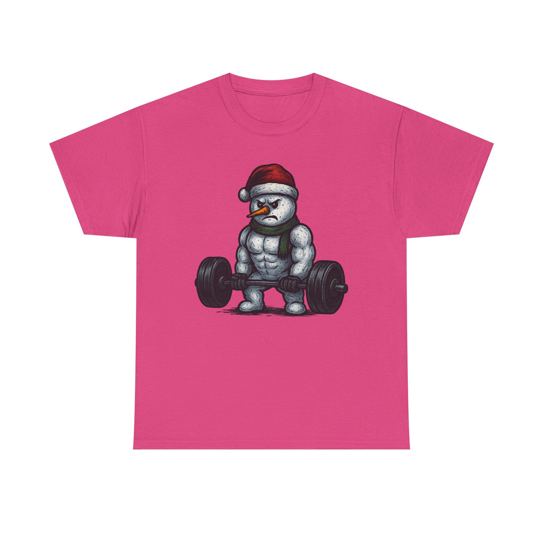 Snowman Deadlifting at the gym. Unisex Heavy Cotton Tee
