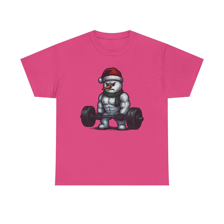 Snowman Deadlifting at the gym. Unisex Heavy Cotton Tee