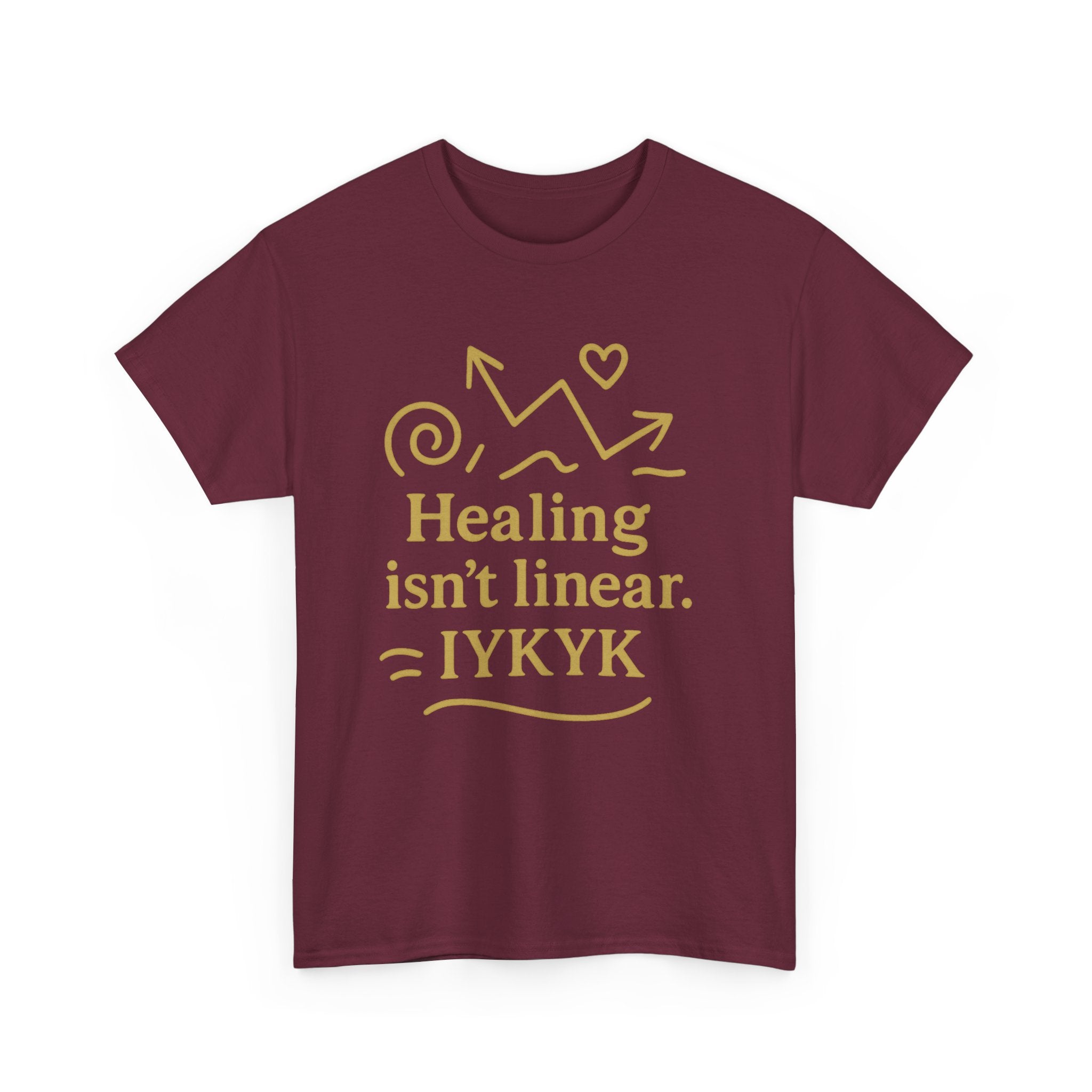 Healing Isn't Linear. IYKYK. Unisex Heavy Cotton Tee