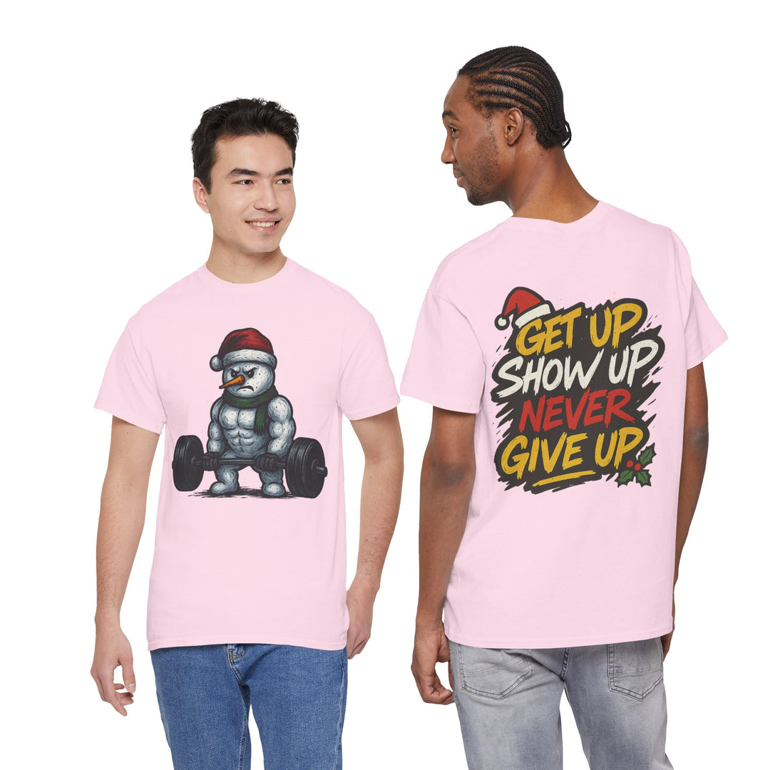 Snowman Deadlifting at the gym. Unisex Heavy Cotton Tee