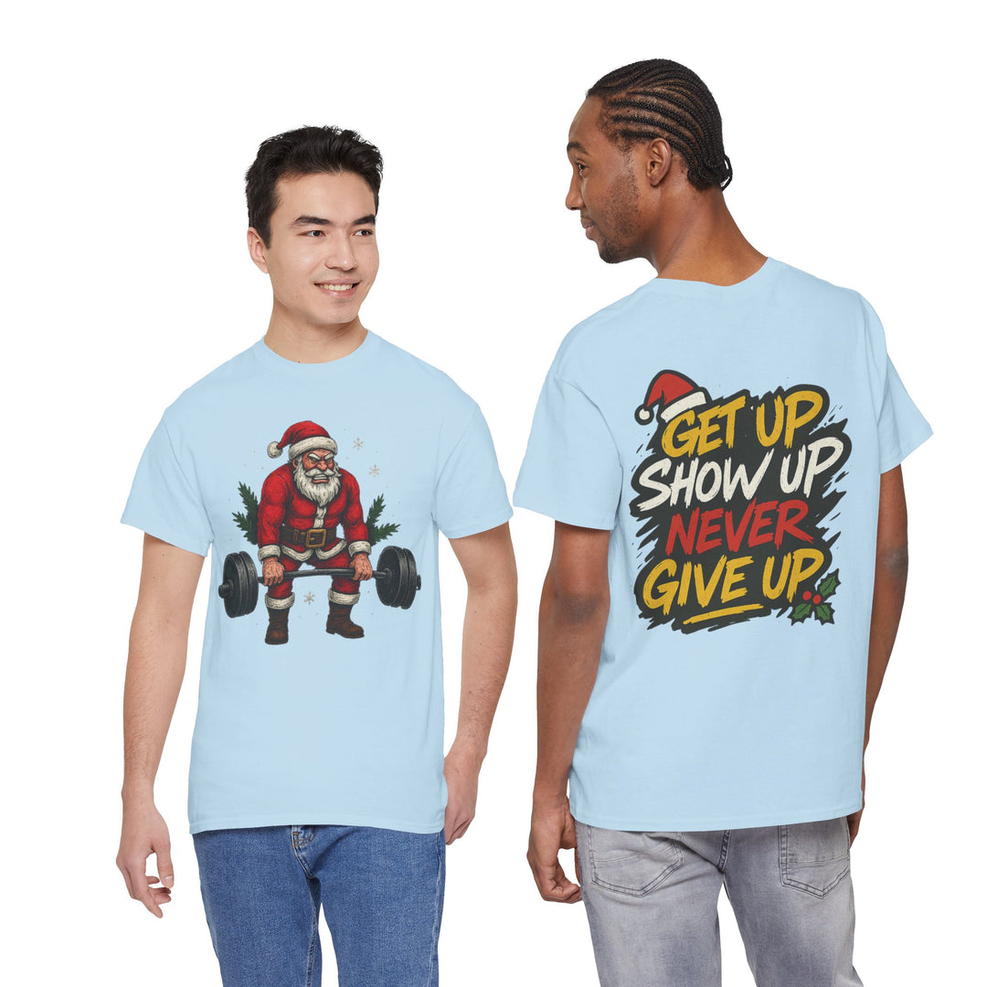 Santa Deadlifting. Unisex Heavy Cotton Tee