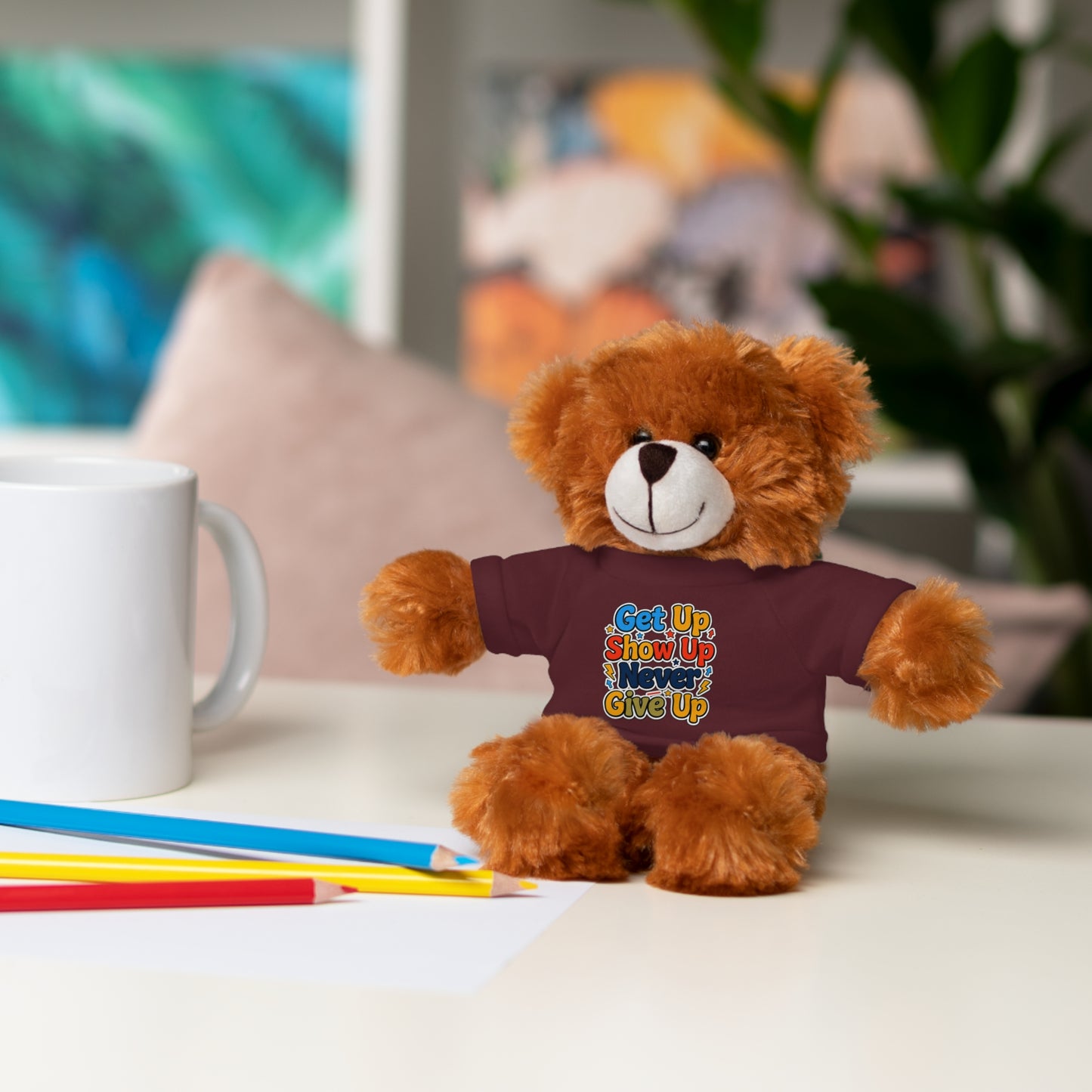 Stuffed Animals with Tee " Get Up Show Up Never Give Up"