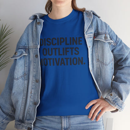 Discipline Outlifts Motivation. Unisex Heavy Cotton Tee