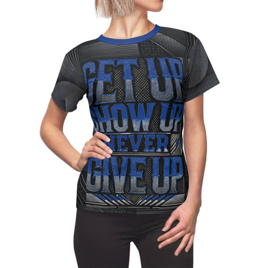 Women's Relentless Drive Tee – Get Up, Show Up, Never Give Up (Dark Blue)