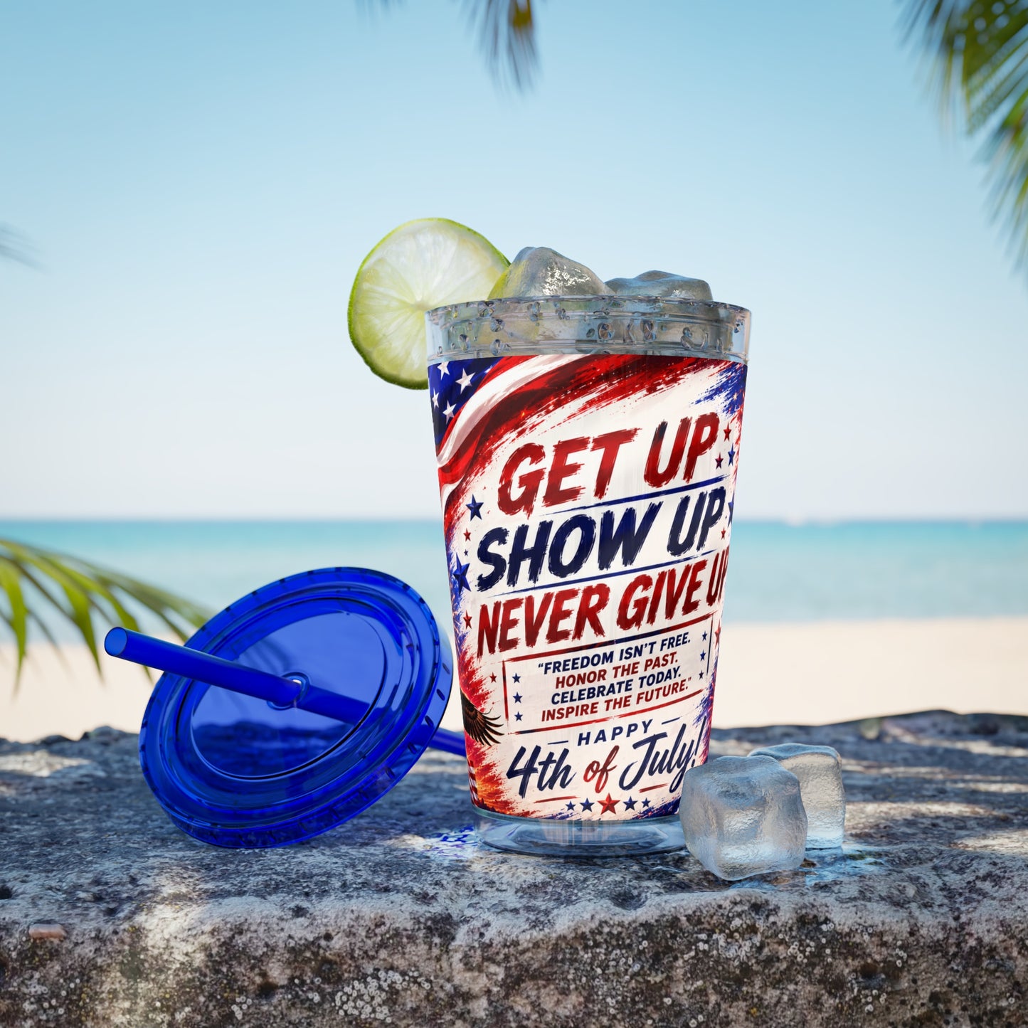 Patriotic 4th of July Tumbler with Straw 16oz