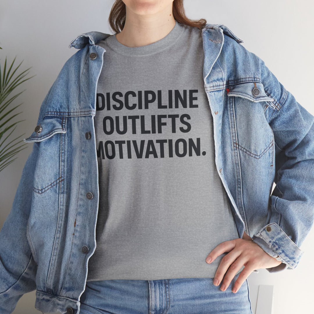 Discipline Outlifts Motivation. Unisex Heavy Cotton Tee