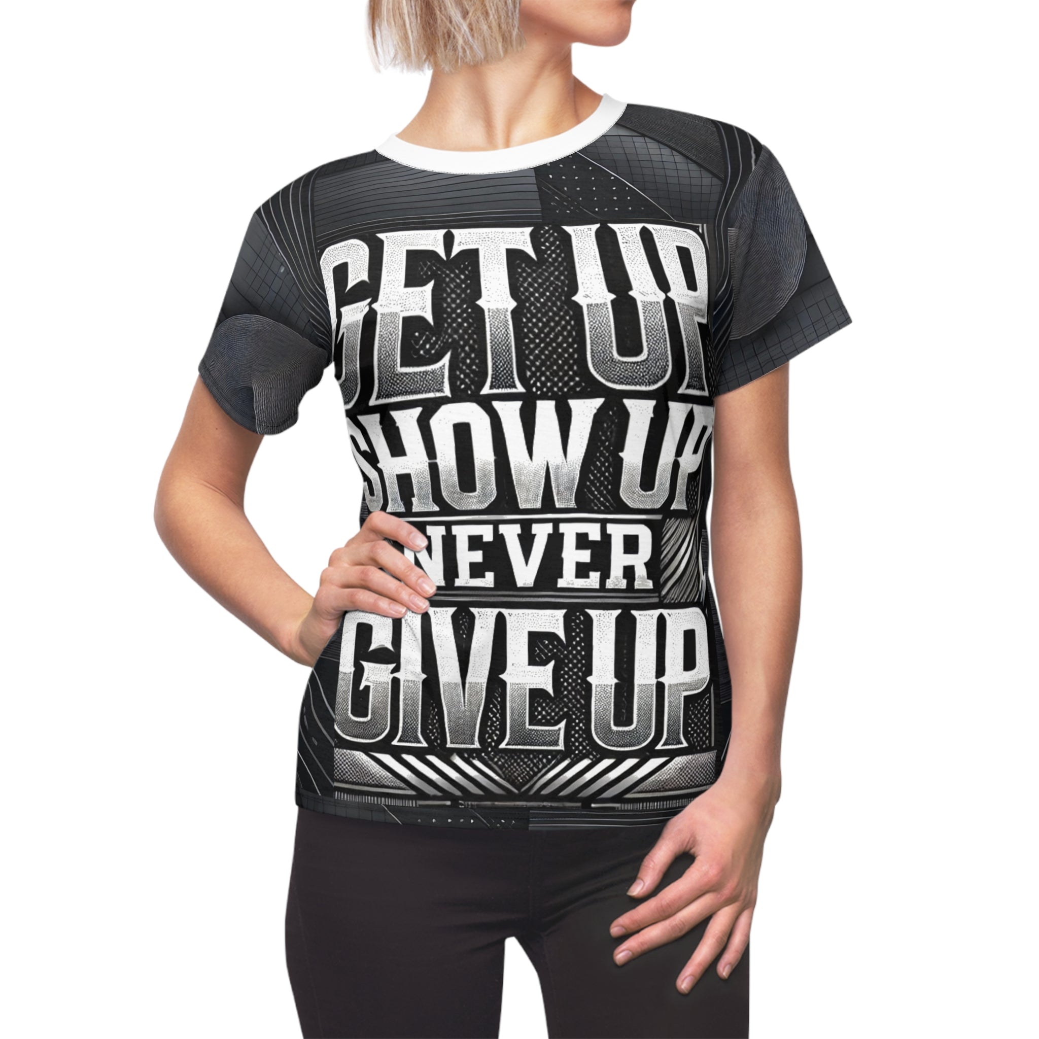 Women's Relentless Drive Tee – Get Up, Show Up, Never Give Up (White)
