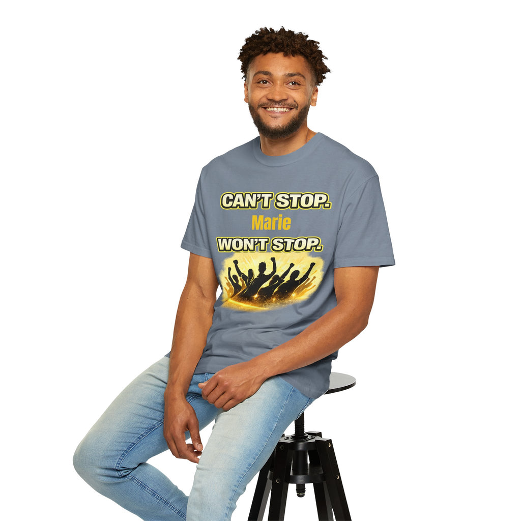 Custom Name Motivational T-Shirt – Can’t Stop. Won’t Stop.