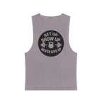 Barbells over breakdown muscle tank