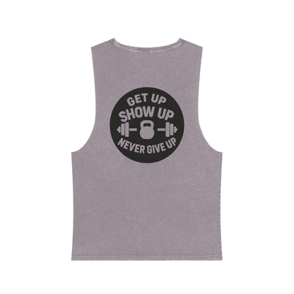 Barbells over breakdown muscle tank