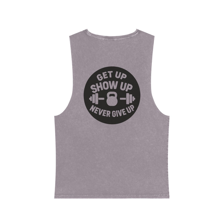 Barbells over breakdown muscle tank