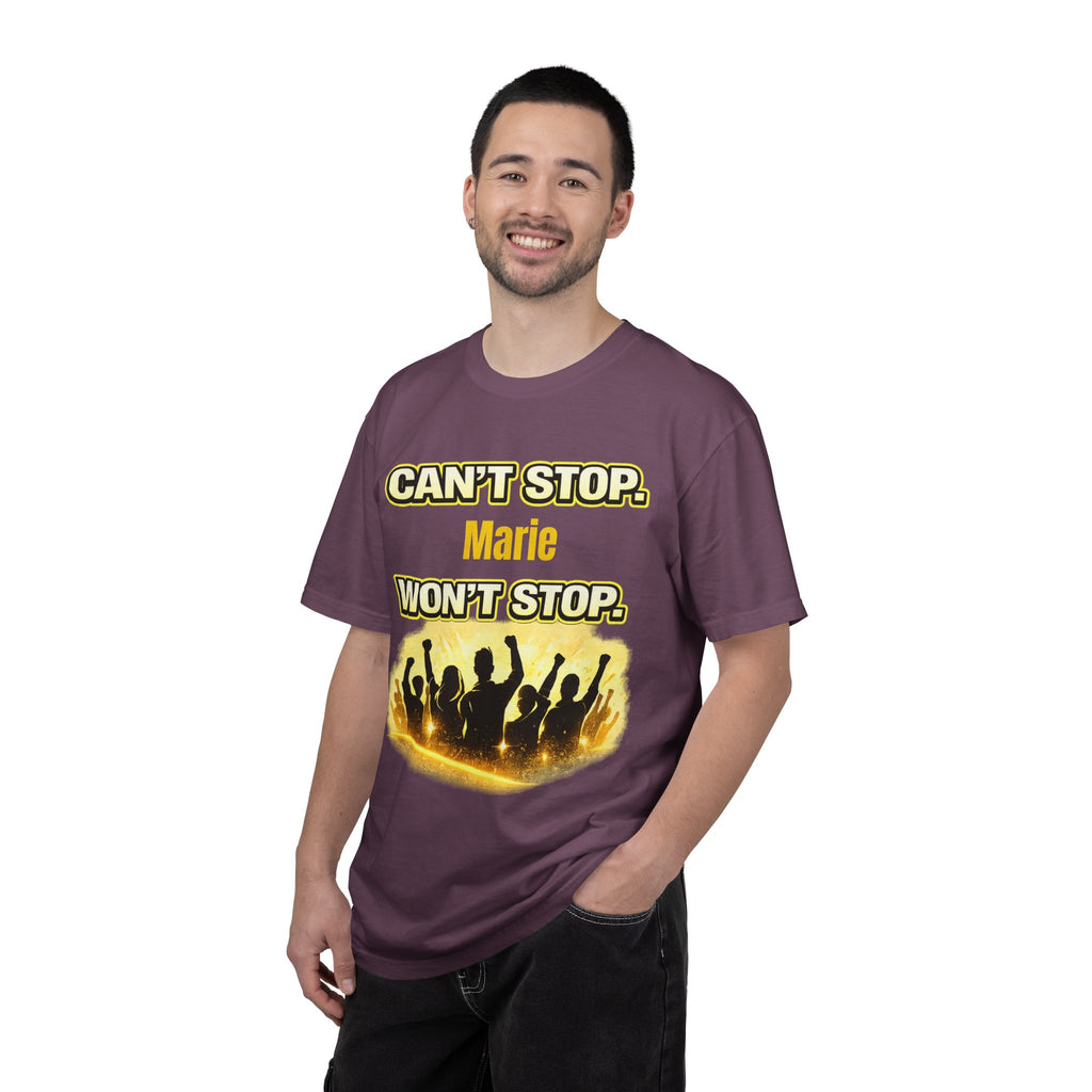 Custom Name Motivational T-Shirt – Can’t Stop. Won’t Stop.