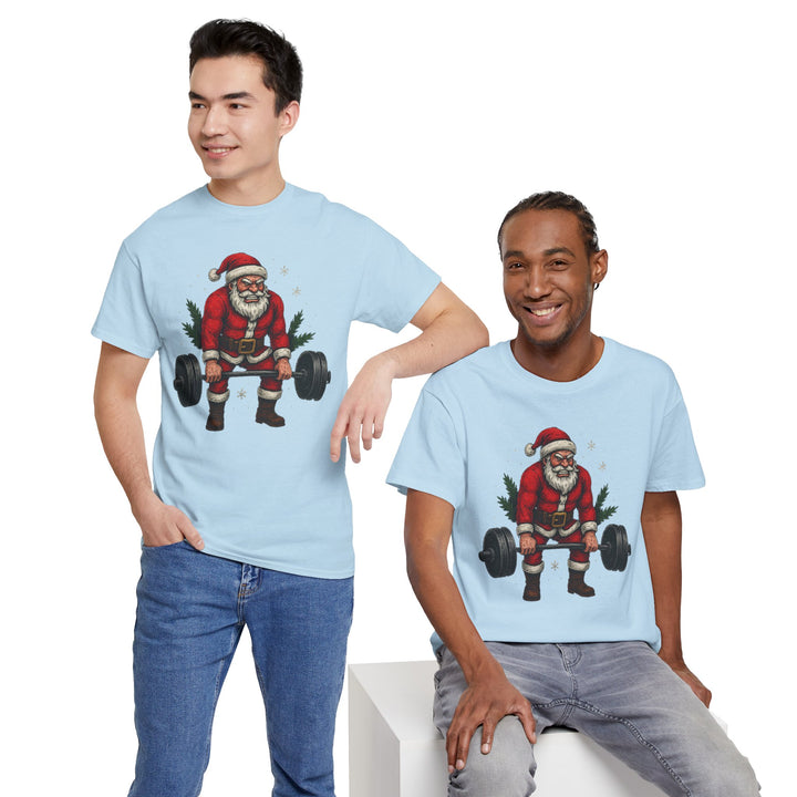 Santa Deadlifting. Unisex Heavy Cotton Tee