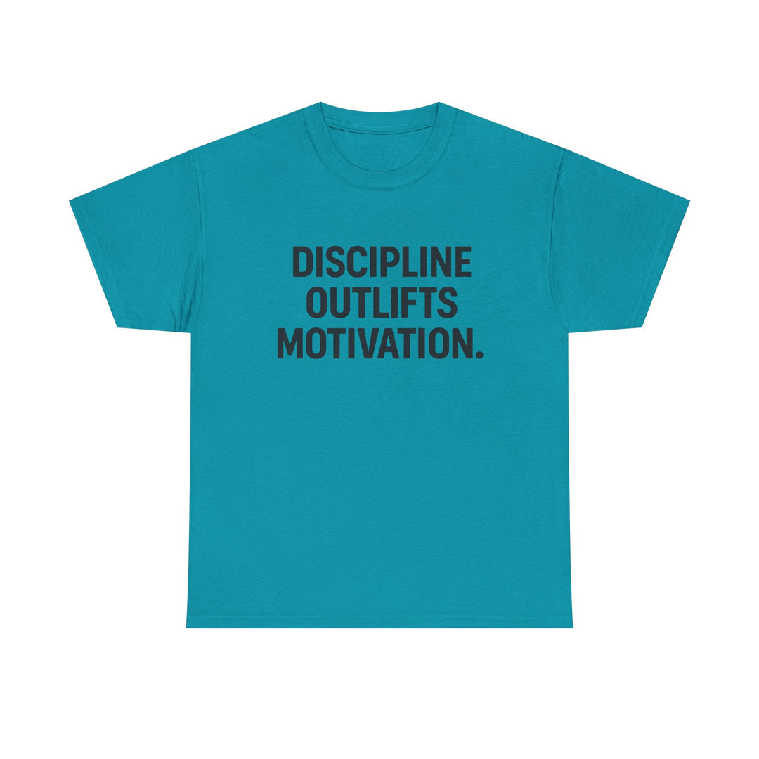 Discipline Outlifts Motivation. Unisex Heavy Cotton Tee