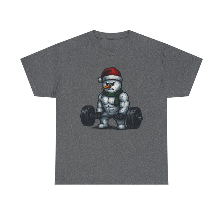 Snowman Deadlifting at the gym. Unisex Heavy Cotton Tee