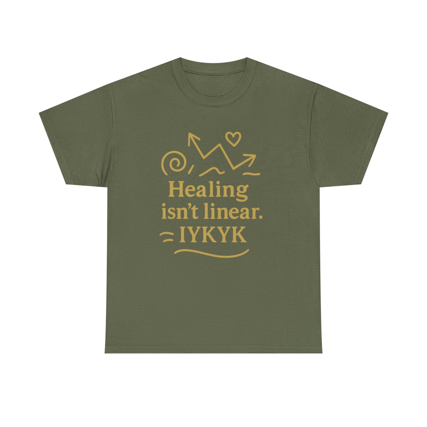 Healing Isn't Linear. IYKYK. Unisex Heavy Cotton Tee