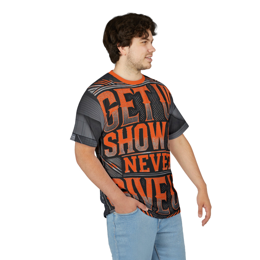 Relentless Drive Tee – Get Up, Show Up, Never Give Up (Orange)