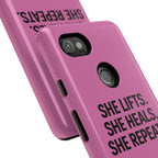 She lifts. She heals. She repeats. Tough Phone Cases