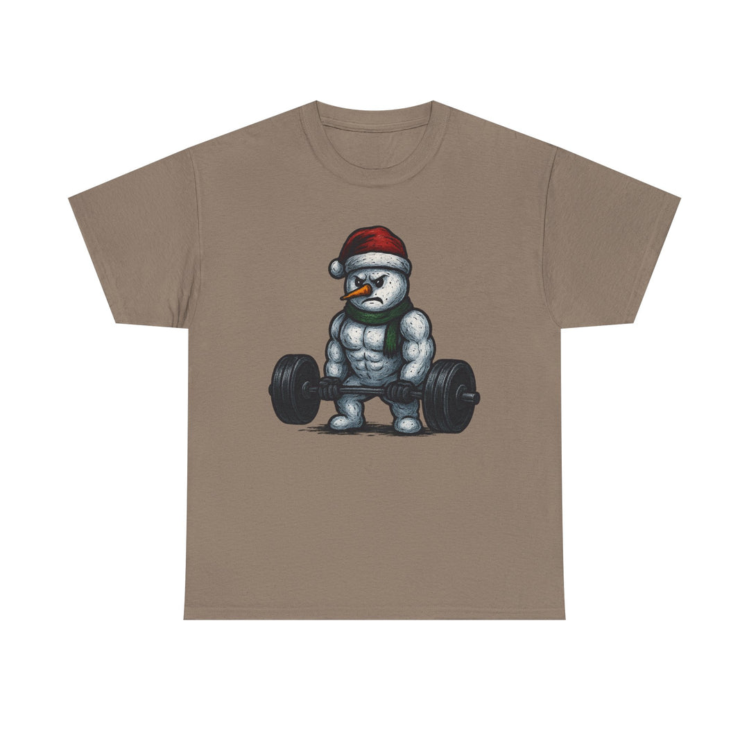 Snowman Deadlifting at the gym. Unisex Heavy Cotton Tee