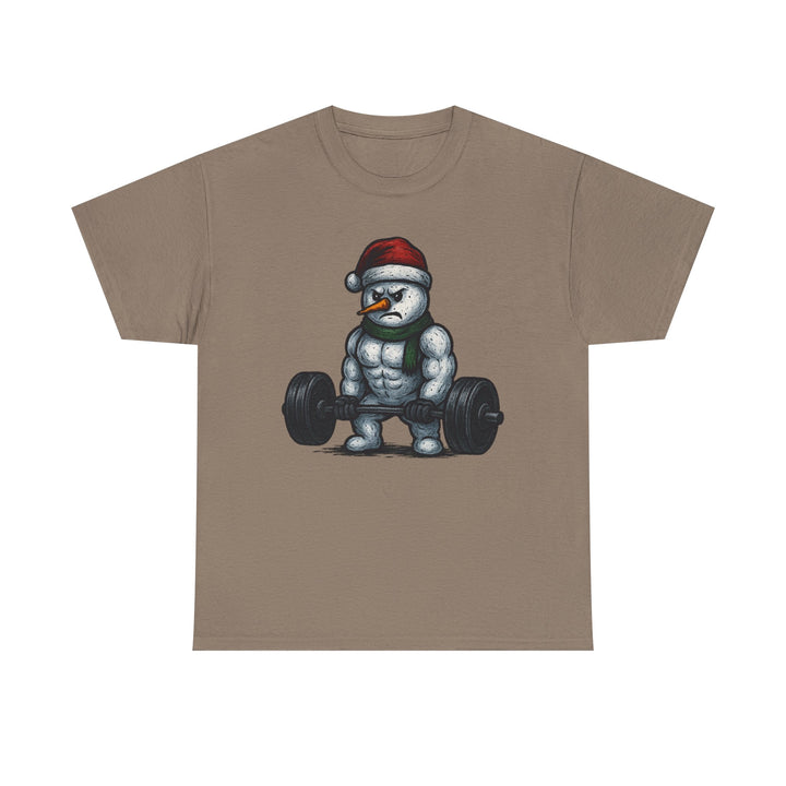 Snowman Deadlifting at the gym. Unisex Heavy Cotton Tee