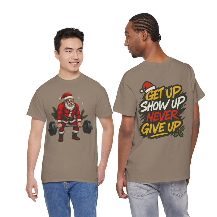 Santa Deadlifting. Unisex Heavy Cotton Tee