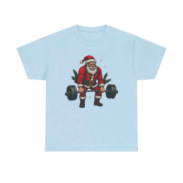 Santa Deadlifting. Unisex Heavy Cotton Tee