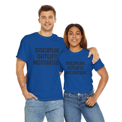 Discipline Outlifts Motivation. Unisex Heavy Cotton Tee