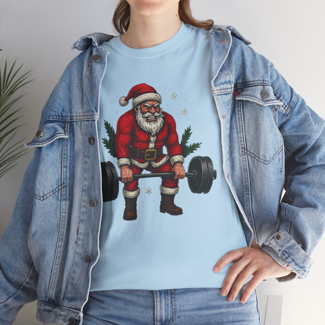Santa Deadlifting. Unisex Heavy Cotton Tee