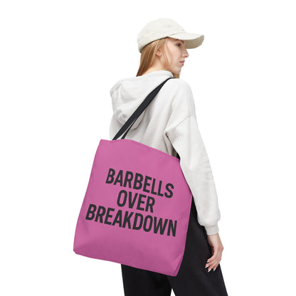Barbells Over Breakdown Tote Bag