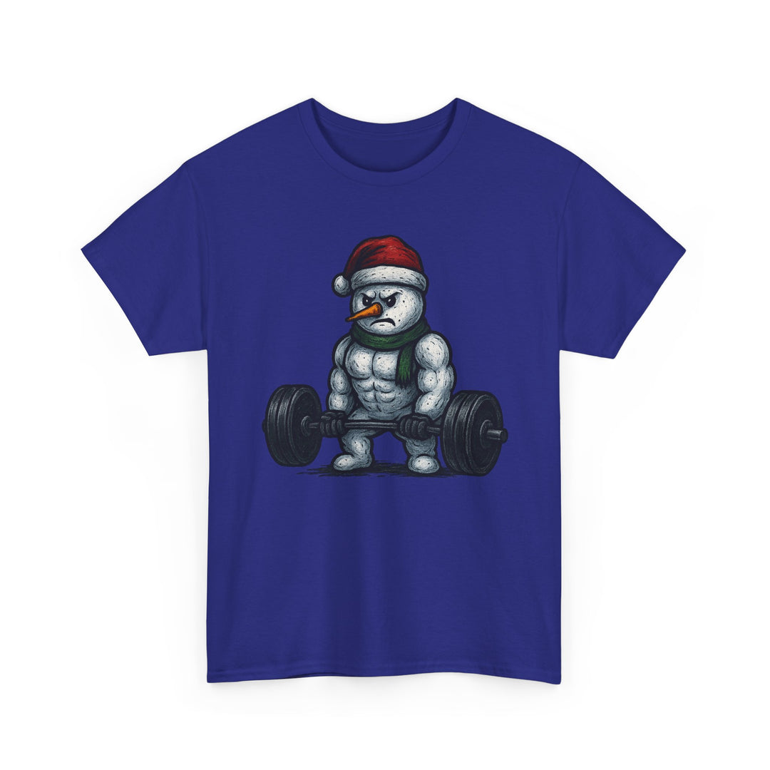 Snowman Deadlifting at the gym. Unisex Heavy Cotton Tee