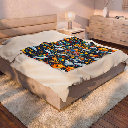 Kids Plush Velveteen Blanket – Ultra Soft Cozy Throw Blanket for Boys & Girls | Warm Lightweight Blanket for Bed, Nap Time & Gifts