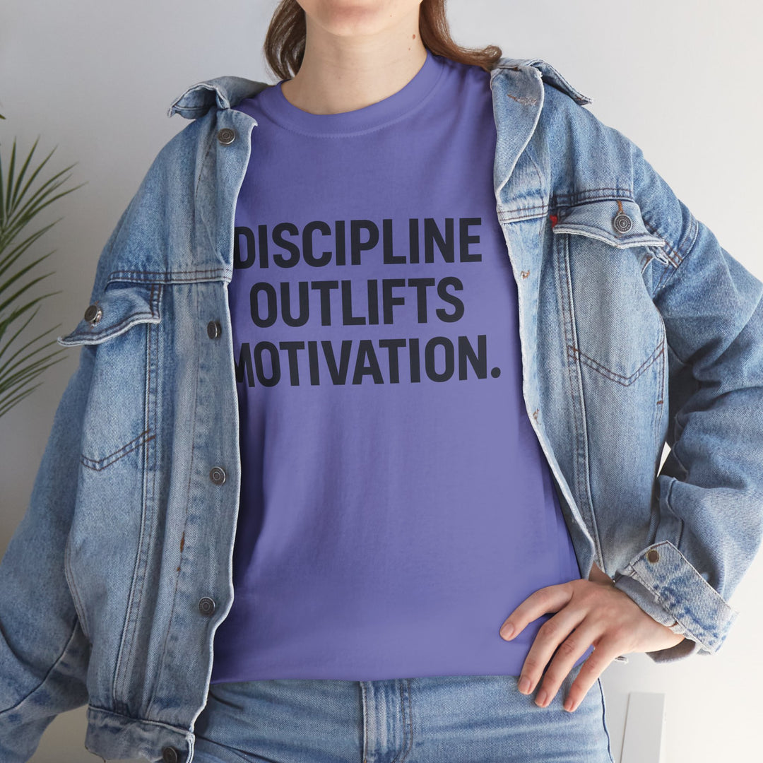 Discipline Outlifts Motivation. Unisex Heavy Cotton Tee