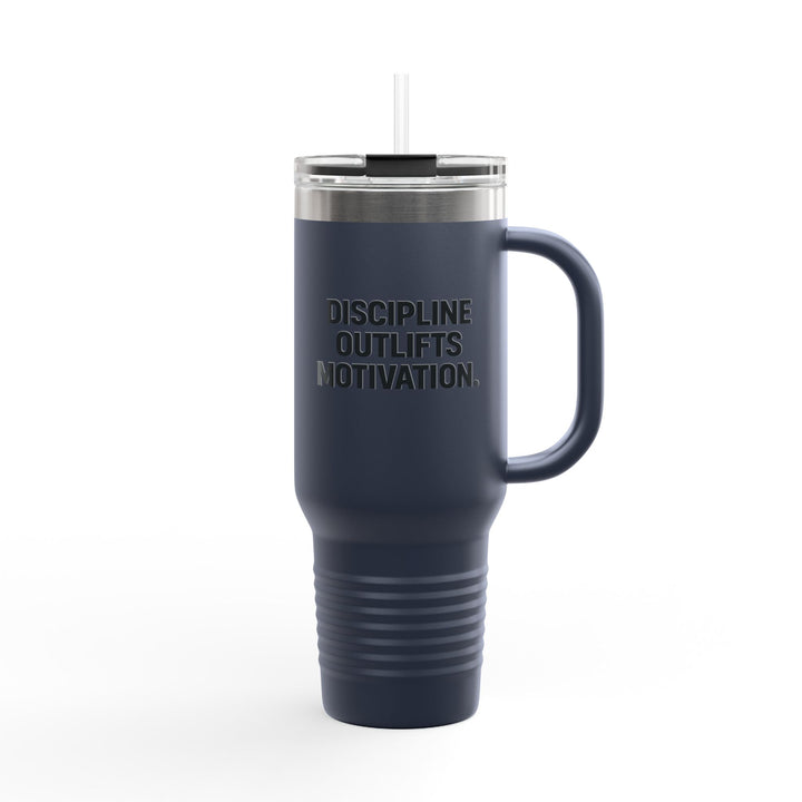 Discipline Outlifts Motivation Insulated Travel Mug, 40oz
