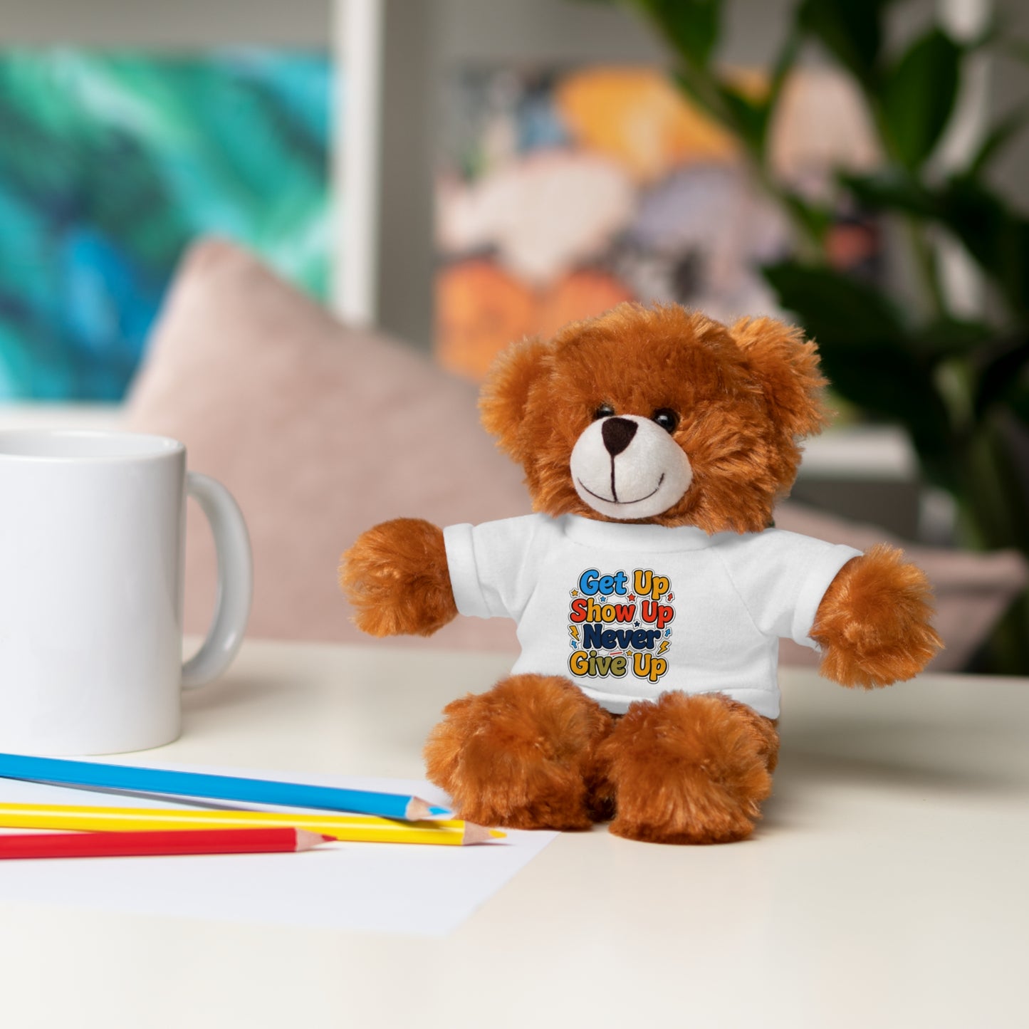Stuffed Animals with Tee " Get Up Show Up Never Give Up"