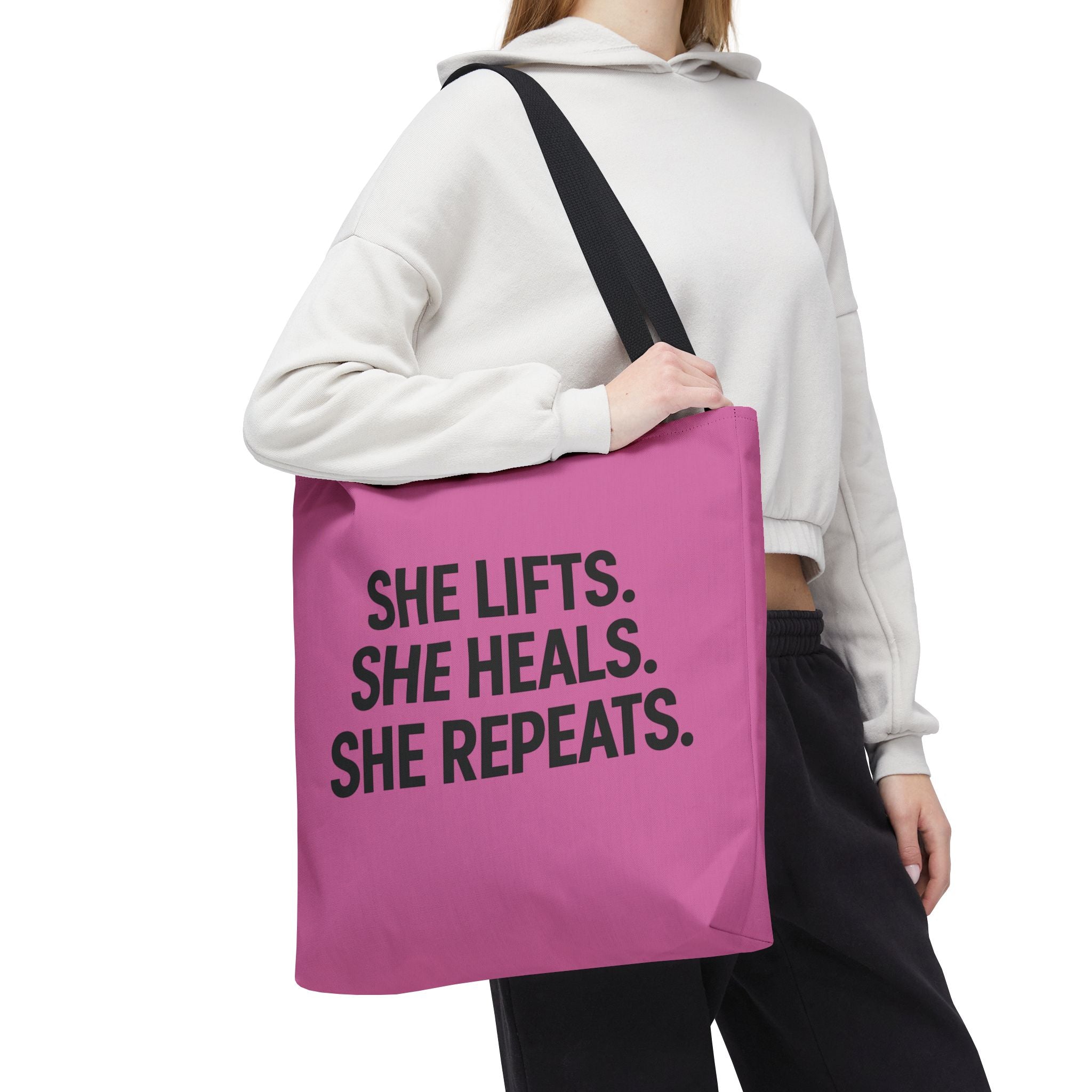 She Lifts. She Heals. She Repeats. Tote Bag